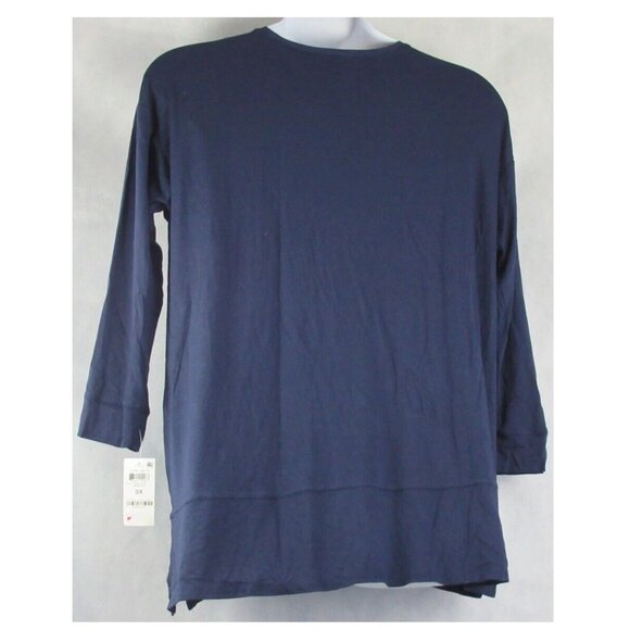 INC Women's Plus Size Side Slit Tunic Top, Indigo Sea Dark Blue, 0X - Picture 3 of 3